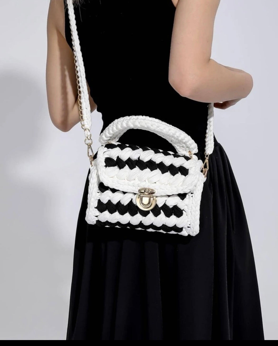 Black & White Woven Bag